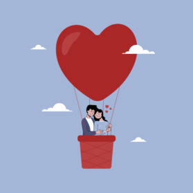 Free to use from Pixabay - https://pixabay.com/illustrations/hot-air-balloon-couple-love-hug-8539287/